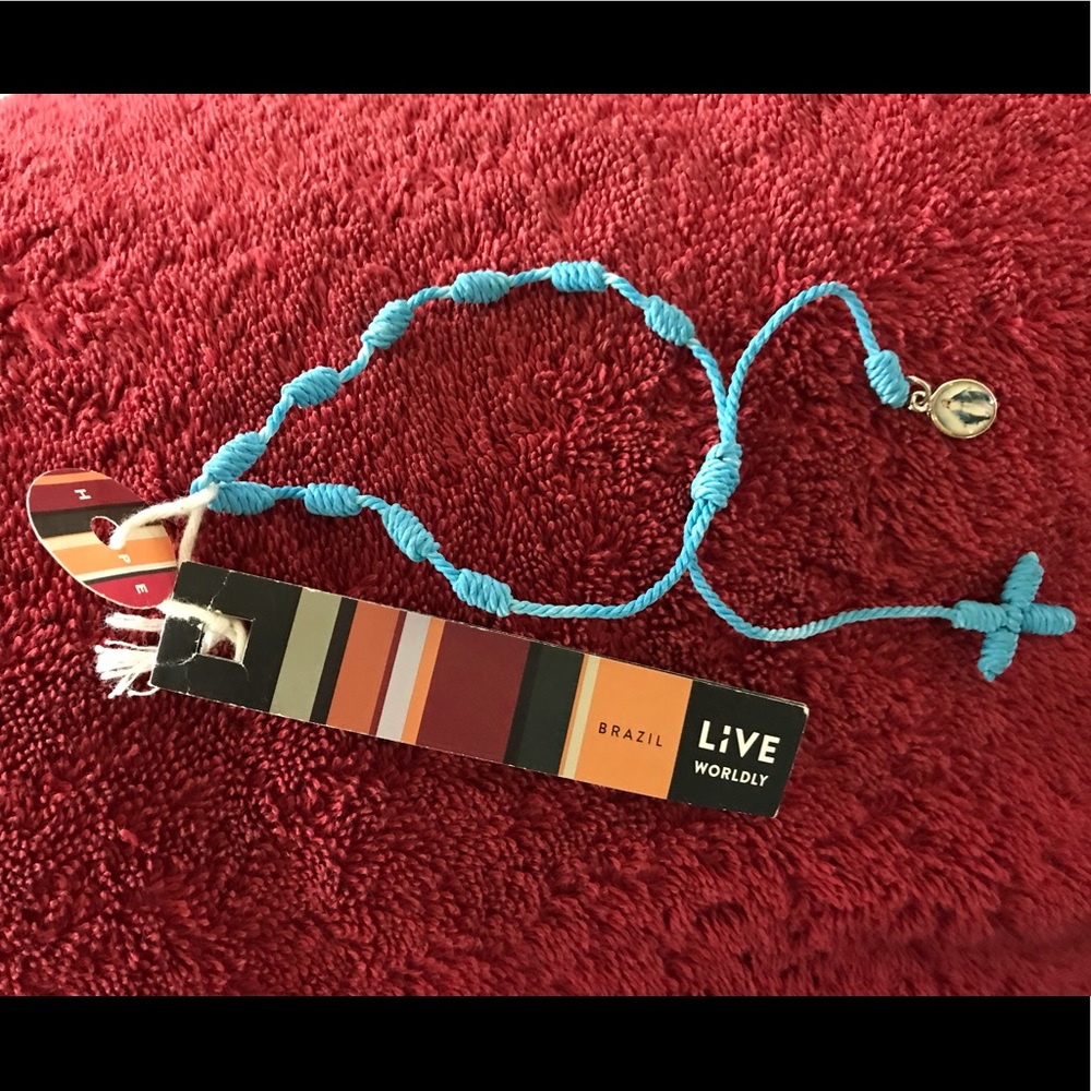 Knotted Bracelet Blue with Cross & Charm